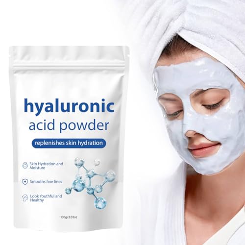 Acido Ialuronico in Polvere, Hyaluronic Acid Powder, 100g, Idratante Profondo & Antirughe, anti rughe, idratante e supporto idratante per il viso fai da te e skincare anti-invecchiamento