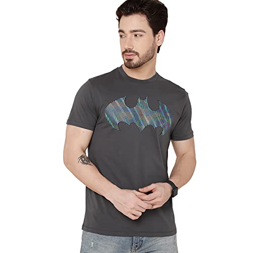 Image of Free Authority Batman Printed Regular Fit Grey Cotton Men's T-Shirt
