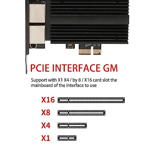 Yunseity PCIe Network Card, 2.5Gbps Dual Port Gigabit Ethernet Card con soporte de perfil bajo para escritorio, estación de trabajo, servidor y laptop miniatura 2