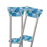 Rnyleeg Plumeria Crutch Pads & Hand Grips Tropical Banana Leaf Crutches Padding for Armpits Blue Crutch Accessories for Women Soft Foam Armpit Accessories