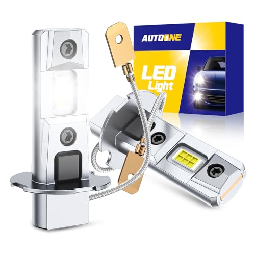 Image of AUTOONE 2026 Updated H3 Fog Light Bulbs, 7 Times Brighter 18000LM, 6500K Cool White, Plug-N-Play, 60000+ Hour Lifespan, Canbus Ready, Pack of 2