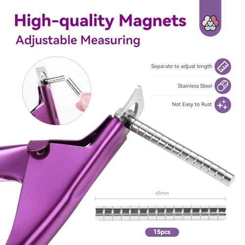 Image of SAVILAND Rose Gold Acrylic Nail Cutters with 15PCS Magnetic Sizer Trimmer | Features sharp trimmer for false tips and acrylic nails. Professional manicure tech tools for salon and DIY home use.
