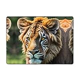 Uso versátil: ideal para varios entornos, incluyendo la sala de estar, oficina, mesa de café, cama y balcón, esta alfombra con estampado de animales africanos es un complemento versátil para cualquier hogar o espacio de trabajo.