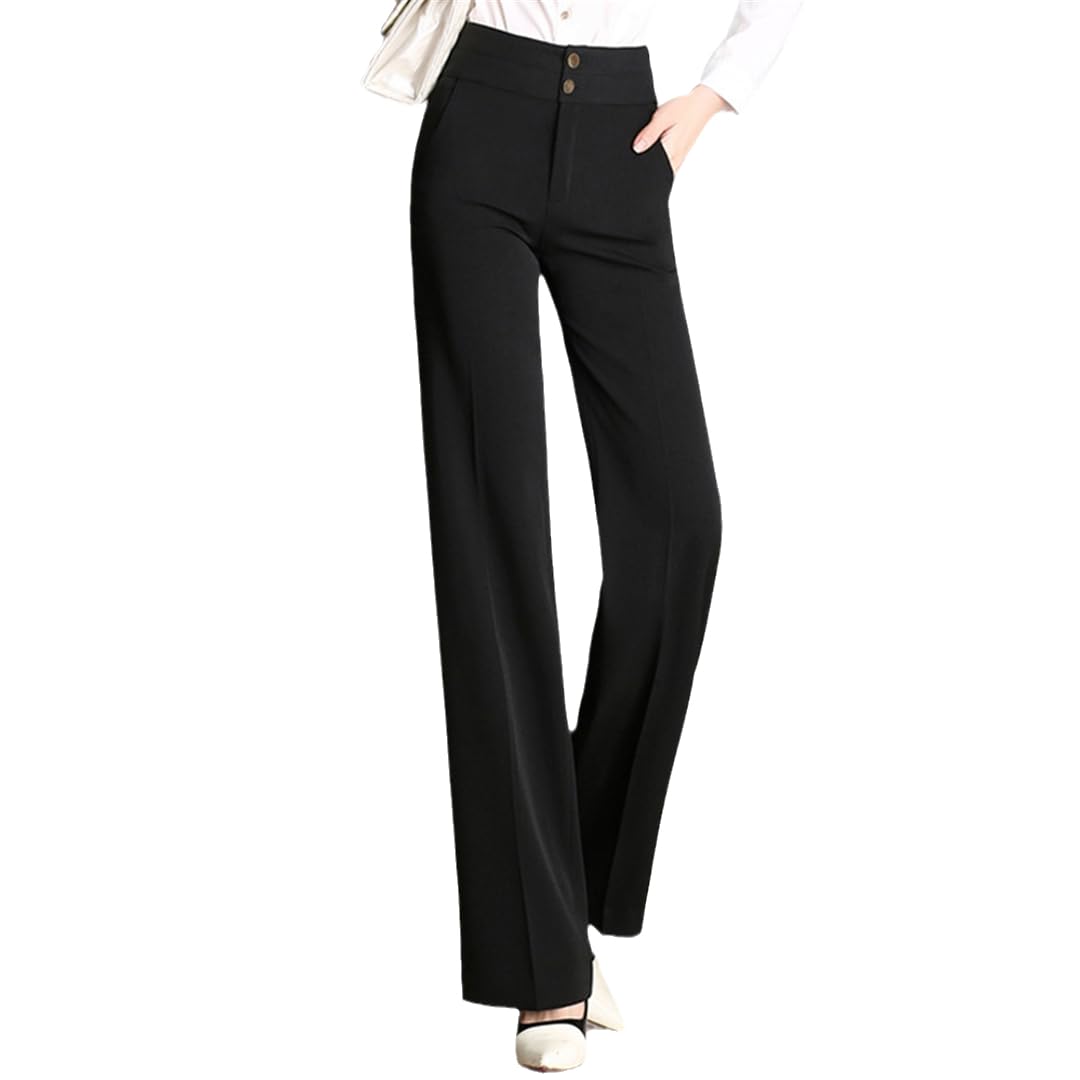 Bollrllr Womens Wide-Leg Pants High Waist Straight-Leg Pants Retro Loose Wide-Leg Pants