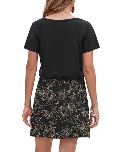 Image of AUSELILY Womens Summer Dresses 2026 Causal Short Sleeve V Neck Tie Front Mini Short Dress with Pockets