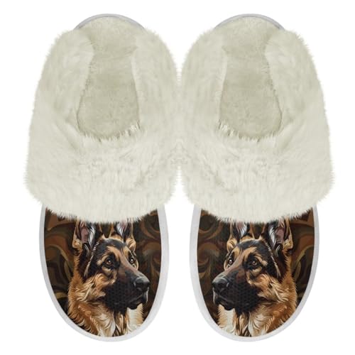 Binienty Women's Men's Plush House Slipper Arch Support Winter Memory Foam Slippers Anti Skid Outsole