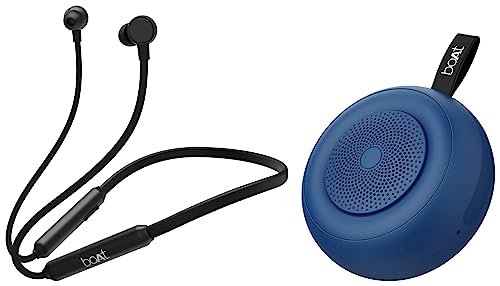 Image of boAt Rockerz 103 Pro Bluetooth in Ear Neckband with Beast Mode & Stone 135 Portable Wireless Speaker with 5W RMS Immersive Sound, IPX4 Water Resistance, True Wireless Feature