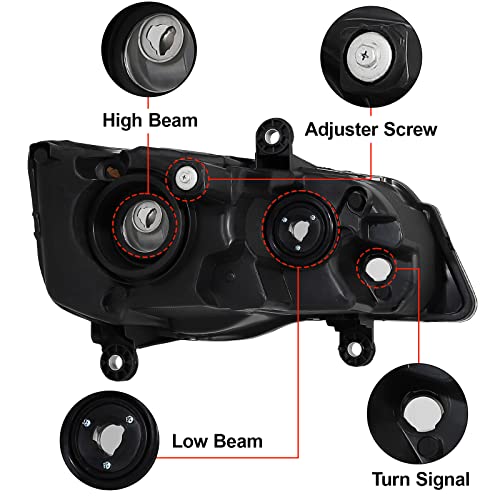 Alziria Headlight Compatible With 2011-2018 2011 2012 2013 2014 2015 2016 2017 2018 Dodge Grand Caravan/2008-2016 Chrysler Town & Country Driver And Passenger Side (Chrome Housing Amber Reflector) #TOP2