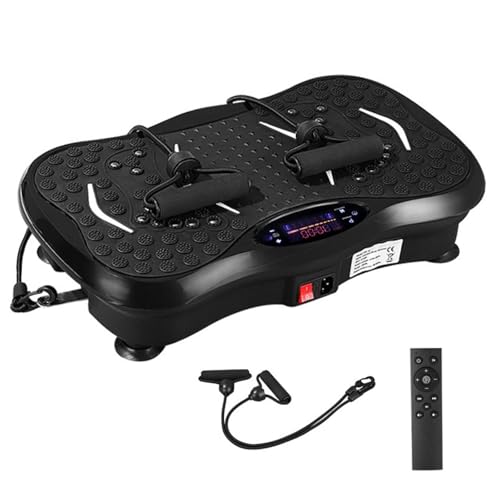 Plateforme Vibrante & Oscillante-Appareil Fitness, Plaque Vibrante 5 Modes 99 Niveaux d’Intensité,2 Bandes de résistance, Haut-Parleur Bluetooth Télécommande + Écran LCD