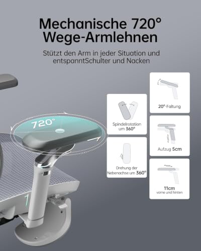 Hbada E3 Ultra Ergonomischer Bürostuhl, großer und hoher Bürostuhl – mit 3-Zonen-dynamischer Lendenwirbelstütze… – Ansicht 5
