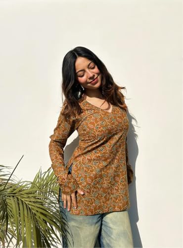 Image of ANNI Designer Cotton Short Kurti for Women | Stylish Kurti | Short Kurti Top | Casual Kurta for Women | Comfortable Cotton Kurtis for Womens