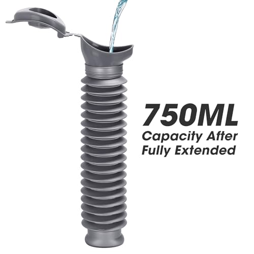 Female Urinal 2 Packs, Portable Toilet 750ML, Retractable Pee Funnel for Women, Female Urination Device, Urinal Bottle for Driving, Camping, Canoe