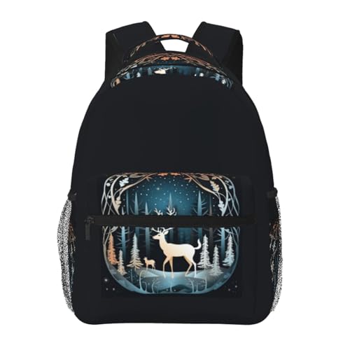 Mochila de ocio versátil con estampado navideño y bolsa ligera para viajes urbanos 6