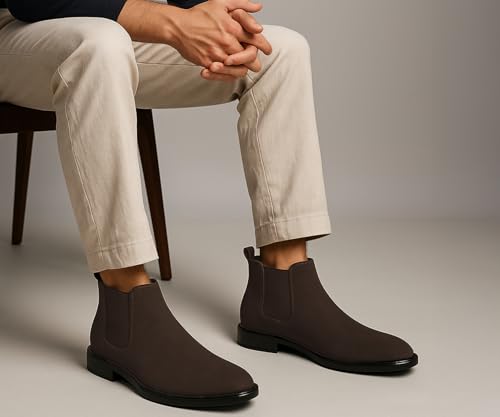 Image of Kraasa Men's Slip On Fashion Chelsea Boots | High Tops, Soft Cushioned Insole, Comfortable Fit, Trendy, Stylish Boots