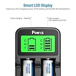 POWXS LCD Universal 18650 Battery Charger for 3.7V Li-ion Rechargeable Battery 18650 18490 18350 17670 17500 16340…