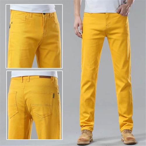 Men's Slim Jeans Classic Straight Stretch Elastic Denim Pants Skinny Colorful Trousers3