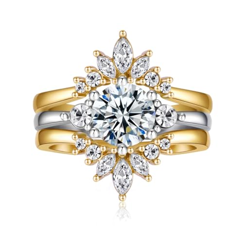 Women's Wedding Ring Sets White Gold Plated AAA CZ 3pcs Ring Set for Women