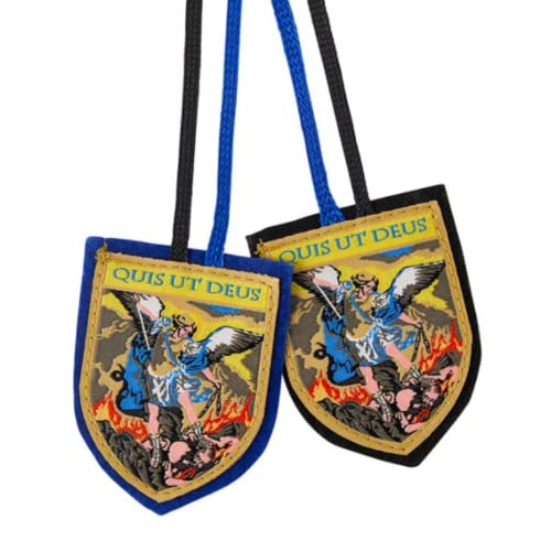 Catholic Scapular of Saint Michael, Full Color Woven Prayer Necklace Religious Gift for Men or Women