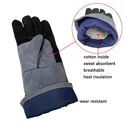 Haulonda 16 Inches,932℉,Leather Forge Welding Gloves, Heat/Fire Resistant,Mitts For Bbq,Oven,Grill,Fireplace,Tig,Mig,Baking,Furnace,Stove,Animal Handling Glove #TOP4