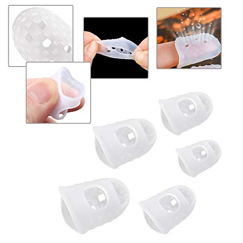 40 Pcs Silicone Guitar Finger Guards Guitar Fingertip Protection Covers Caps with 10pcs Guitar Picks for Stringed Instruments(5 Sizes)