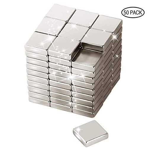 Wukong 50 pezzi Magnete Neodimio quadrato,Magnete da frigorifero Calamita da bacheca Magnete permanente Magnete per lavagna interattiva,10x10x3 mm