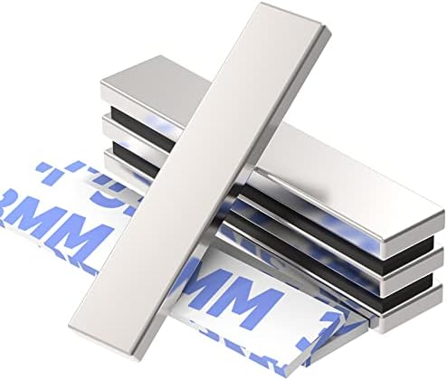 Wukong Magnets Strong, 50x10x5mm | 4 Pack Flat Magnets Fridge, Bar Magnets Magnet Strips, Magnetic Strips Self Adhesive for Fridge, Crafts and Whiteboard etc (1.97 * 0.39 * 0.2in)