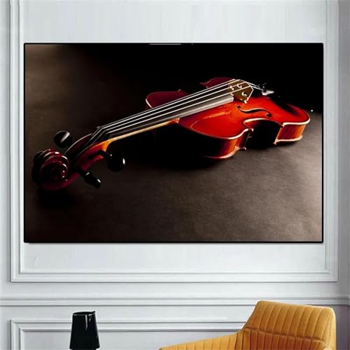 Peinture sur toile classique vintage violon rouge KEBIA déco