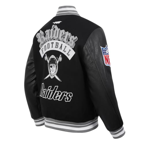 Pro Standard Mens NFL Las Vegas Raiders Best Of Varsity Jacket Black/Gray XL - Image 4