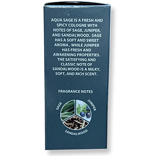 AQUA SAGE Eau de Toilette Spray by Preferred Fragrance - 3.4 Fl Oz - Spicy Fresh - Ideal Gift!