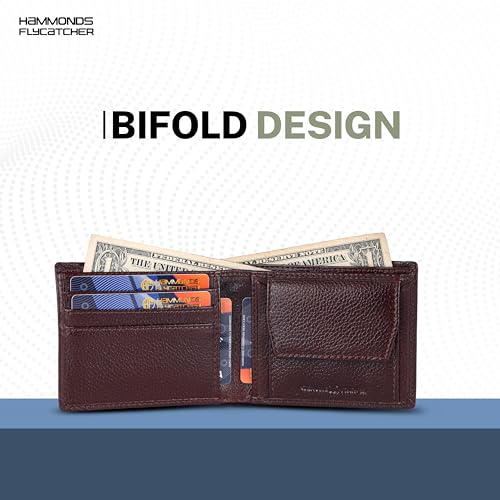 HAMMONDS FLYCATCHER Wallet for Men Leather Original, Mens Wallet, Leather Wallets for Men Stylish, Bi-Fold Wallets for Man, 6 Card Slots, Easy Access Card Slots, Coin Pocket, Gift for Mens - Brown 6 4137gGIsecL