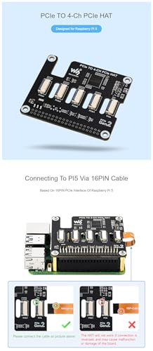 Module PCIe Hat 4 canaux empilable interface Gen2 haute performance pour Raspberry Pi 5
