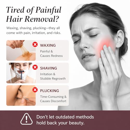 Image of Gentle Facial Hair Removal Kit for Women - 5 Min Painless Upper Lip & Chin Hair Remover - 1.69 + 0.51 FL Oz Depilatory & Soothing Cream - Safe for Sensitive Skin, Long-Lasting Smoothness