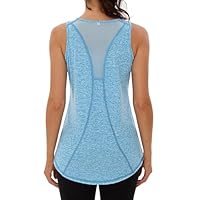 Wayleb Canotte Sportive da Donna Yoga Top Sportivo Canotta in Rete Senza Maniche Sport Tank Top per Corsa Fitness Palestra Funzionale Abbigliamento, Blu Cielo L