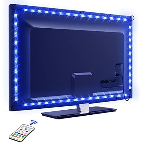 Hoteril TV LED Strip Lights, 2.2M/7.2ft USB TV LED Backlights with 16 Colors and 4 Modes for 40-60 inch HDTV/PC Monitor, IP67 Waterproof SMD 5050 Lighting with 24-Key Remote Control [2x0.5m, 2x0.6m] Cover