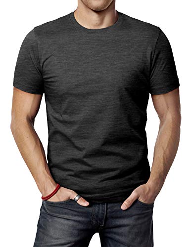 H2H Mens Super Soft to The Touch Cotton Blended Crew Neck T-Shirt Charcoal US 2XL/Asia 3XL (CMTTS0198)