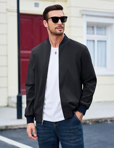 MAGCOMSEN Men's Bomber Jacket Lightweight Casual Zip Up Windbreaker Spring Fall Golf Coat with Pockets4