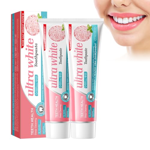 Dentifricio Sbiancante, Dentifricio per L'alito Fresco, Con Sale Rosa, Dentifricio per L'igiene Orale, Dentifricio per La Rimozione Delle Macchie, Sbiancamento Dei Denti, Alito Fresco, 2PCS
