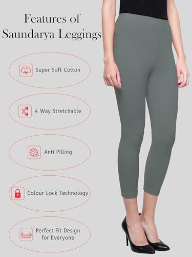 Image of Saundarya Calf Length Leggings for Women Sizes: Small Size (S /M) for 26-30 inches Waist, Regular Size (L /XL) for 30-36 inches Waist and Plus Size (2XL /3XL) for 36-40 inches Waist