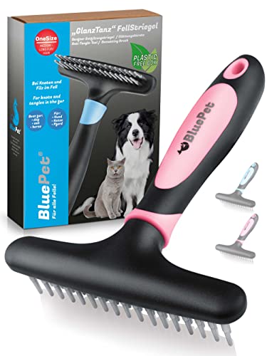 BluePet Fellentwirrer Entfilzer für Langhaar Hunde & Katzen I Hochwertiger Hundestriegel mit zwei Reihen Pins I Löst Knoten, Verfilzungen & Unterwolle I Unterwollrechen Glättet & Entwirrt langes Fell BluePet Fellentwirrer Entfilzer für Langhaar Hunde & Katzen I Hochwertiger Hundestriegel mit zwei Reihen Pins I Löst Knoten, Verfilzungen & Unterwolle I Unterwollrechen Glättet & Entwirrt langes Fell