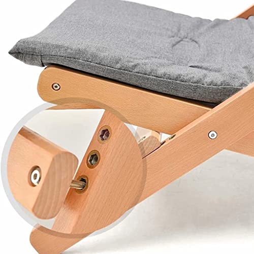 Sillón reclinable de madera exclusivo con cojín camel de cuatro posiciones 5