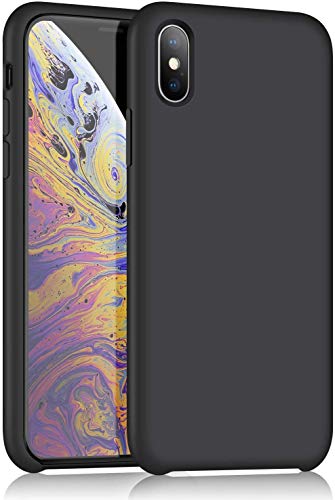 Image of REALCASE iPhone X | iPhone Xs Back Cover Case | Full Protective Liquid Silicone | Shockproof Case Back Cover for iPhone X /Xs [S-Black]