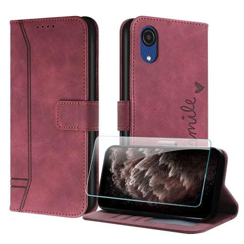 JayModCase Coque pour Samsung Galaxy A03 Core avec Protection écran, Étuis Rabat Folio Housse Cuir Portefeuille [Emplacements Cartes] Magnétique Support...