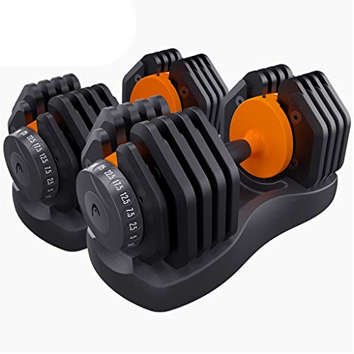Dumbbells Smart Portable Kit de levantamiento de pesas portátil de 10 velocidades, ajuste rápido, Dumbbell Hogar silencioso, Dispositivo de fitness (color negro + naranja, tamaño: 4,5 – 55,5 kg)