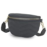 Wind Took Bolso Riñoneras de Moda Bolso Bandolera Mujer Impermeable Bolso Hombro,Riñonera Multifunción con Correa Ajustable para Diario Viaje y Compras 21 x 8.5 x 14 cm Gris