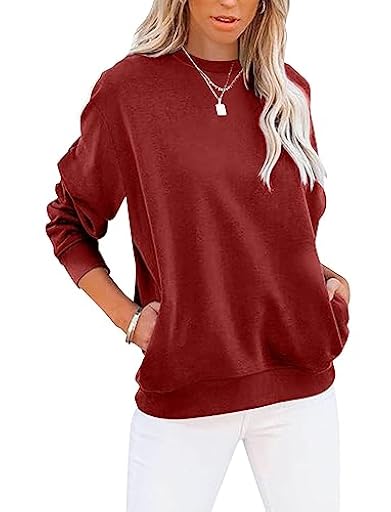 Cuptacc Sudadera Mujer sin Capucha Camiseta Mujer Cuello Redondo Manga Larga con Bolsillos T Shirt, L | Ya disponible en tu tienda friki favorita! En mundofriki.es!