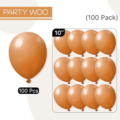 Image of PartyWoo Caramel Brown Balloons, 100 pcs 10 Inch Boho, Matte for Balloon Garland Balloon Arch as Party Decorations, Birthday Decorations, Wedding Decorations, Brown-F10
