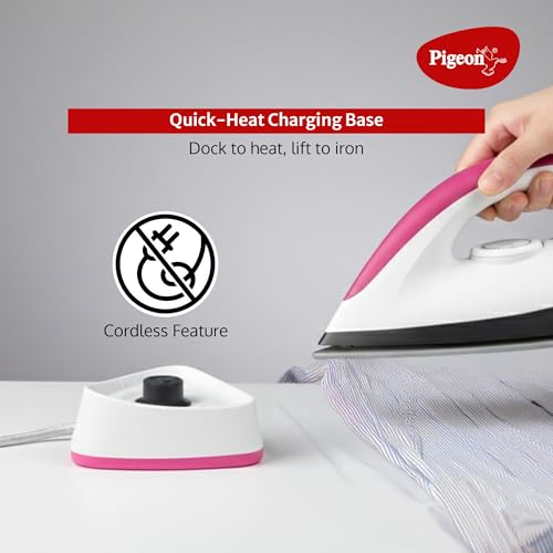Image of PIGEON AUTOMATIC CORDLESS ELECTRICAL DRY IRON - PINK