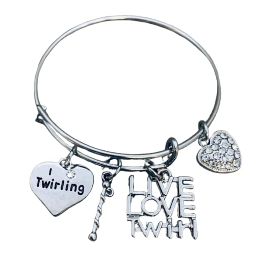 Infinity Collection Twirl Bracelet, Twirling Charm Bangle - Twirling Jewelry - Live Love Twirl - Majorette Bracelet - Gift For Baton Twirlers