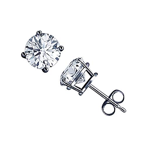 tusakha Brilliant 6mm Platinum or Gold Plated Sterling Silver Round-Cut Stud Earrings made with Swarovski Zirconia