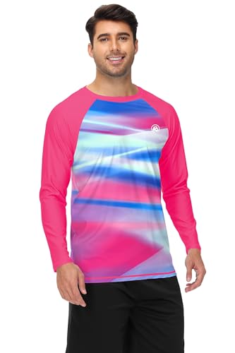 Image of AOBUTE Mens Long Sleeve Swim Shirt Quick Dry Sun Protection Rash Guard